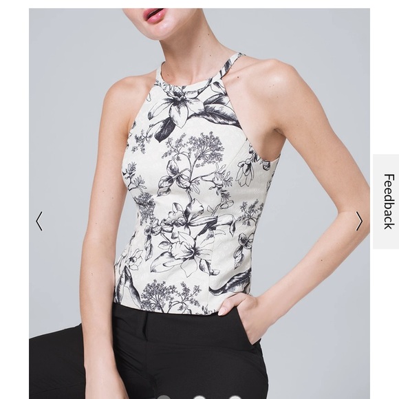 WHBM FLORAL-JACQUARD HALTER TOP NWT - Picture 1 of 11
